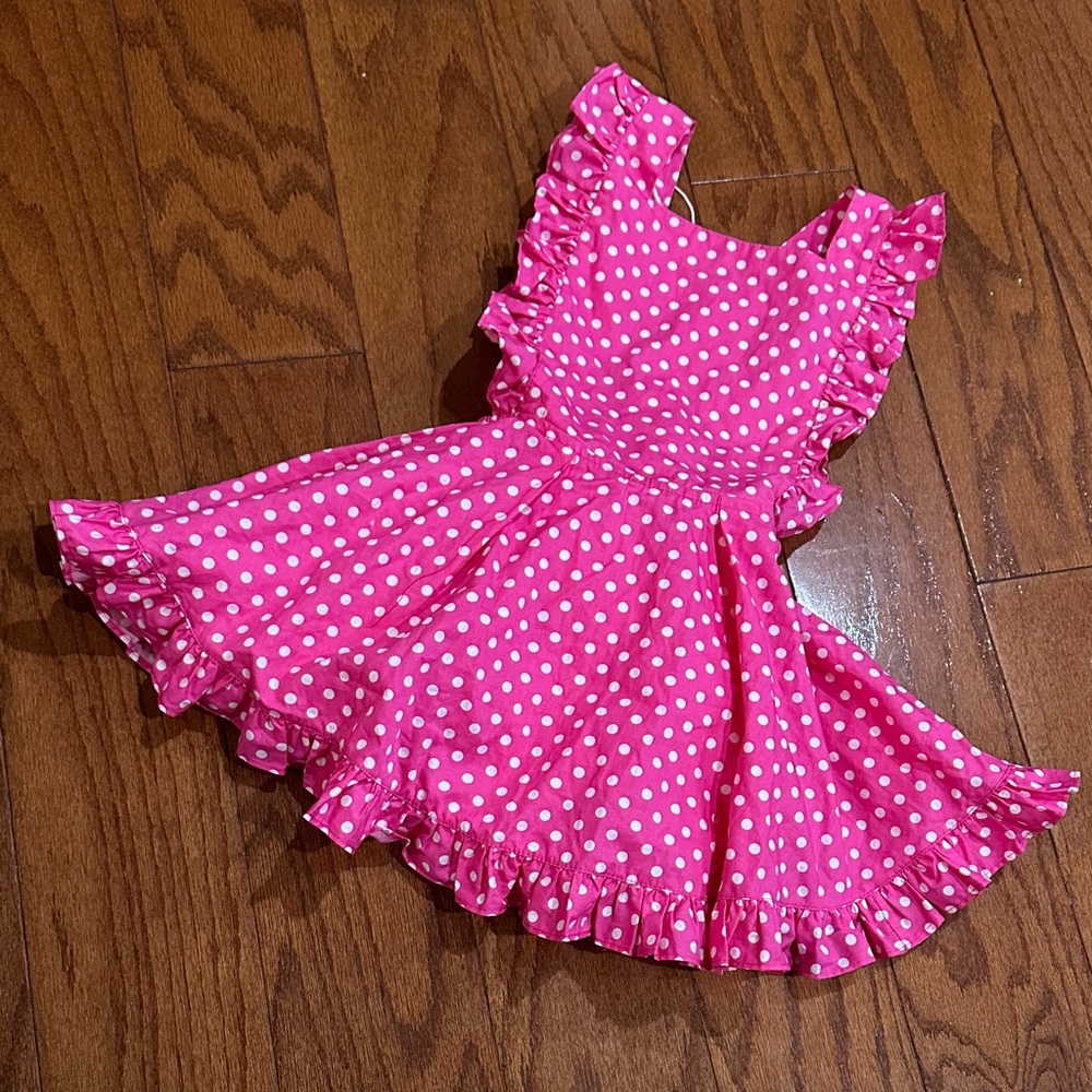Numi Pink and White Polka Dot Pinafore Dress